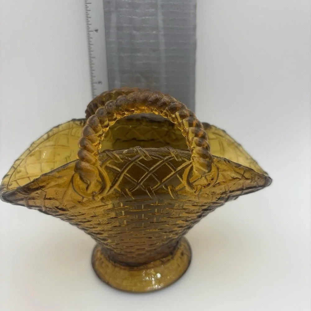 Vintage Westmoreland Glass Amber Basketweave 4